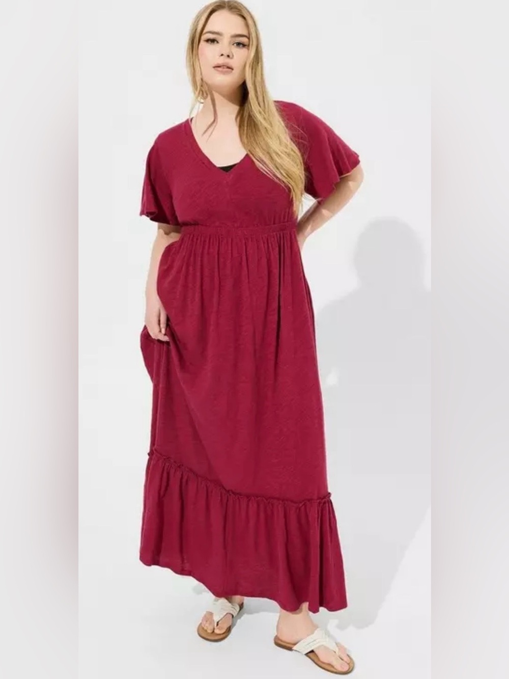 Torrid Maxi Cotton Slub Babydoll Beach Dress